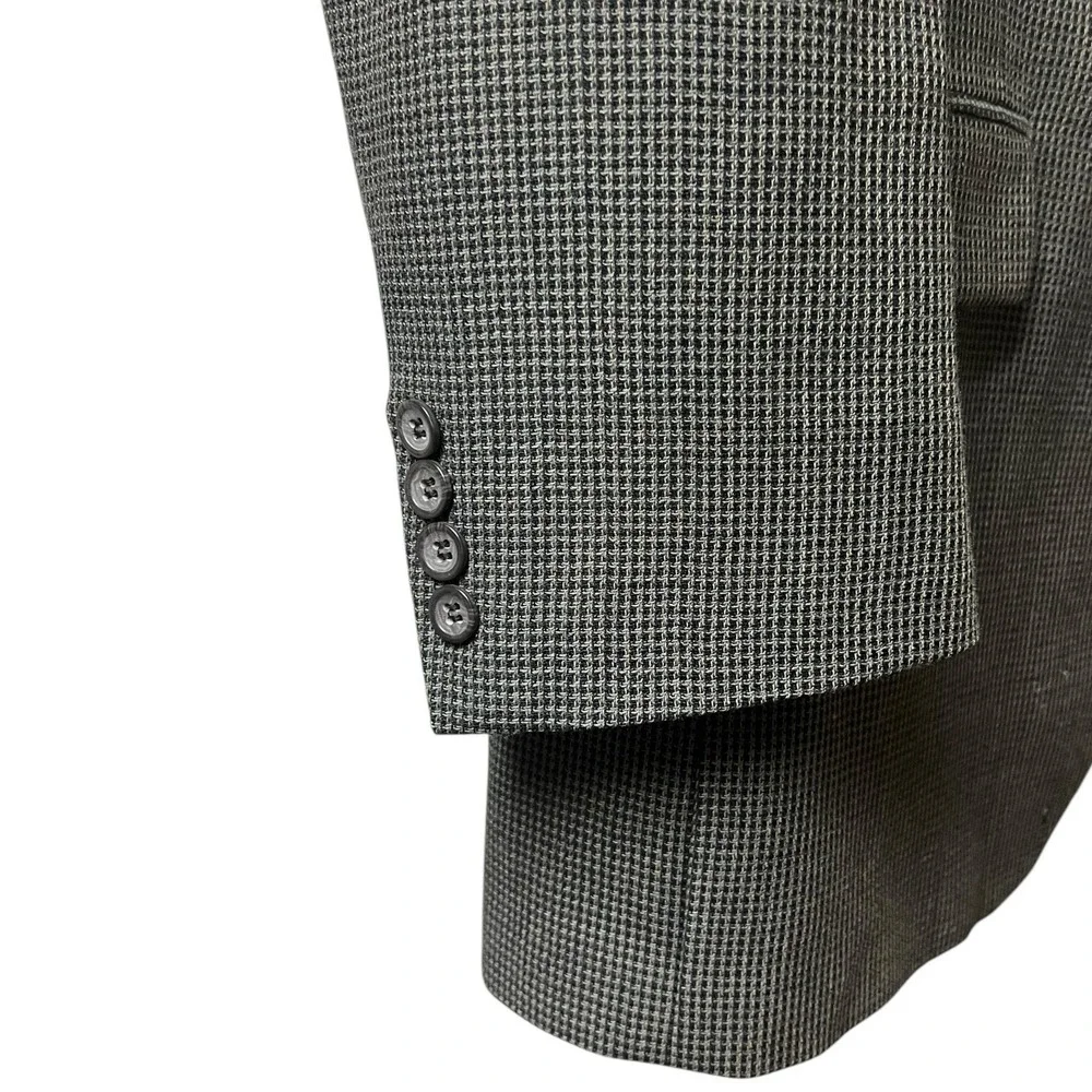 Oscar de la Renta‎ Blazer Mens 42R Grey Wool Micro Check 3 Button Sport Coat